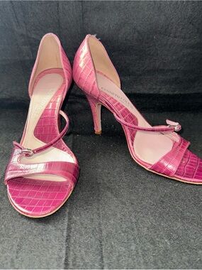 Kenneth Cole NY Purple Leather Strappy Slip On Stiletto Heel Shoes Pumps 6.5